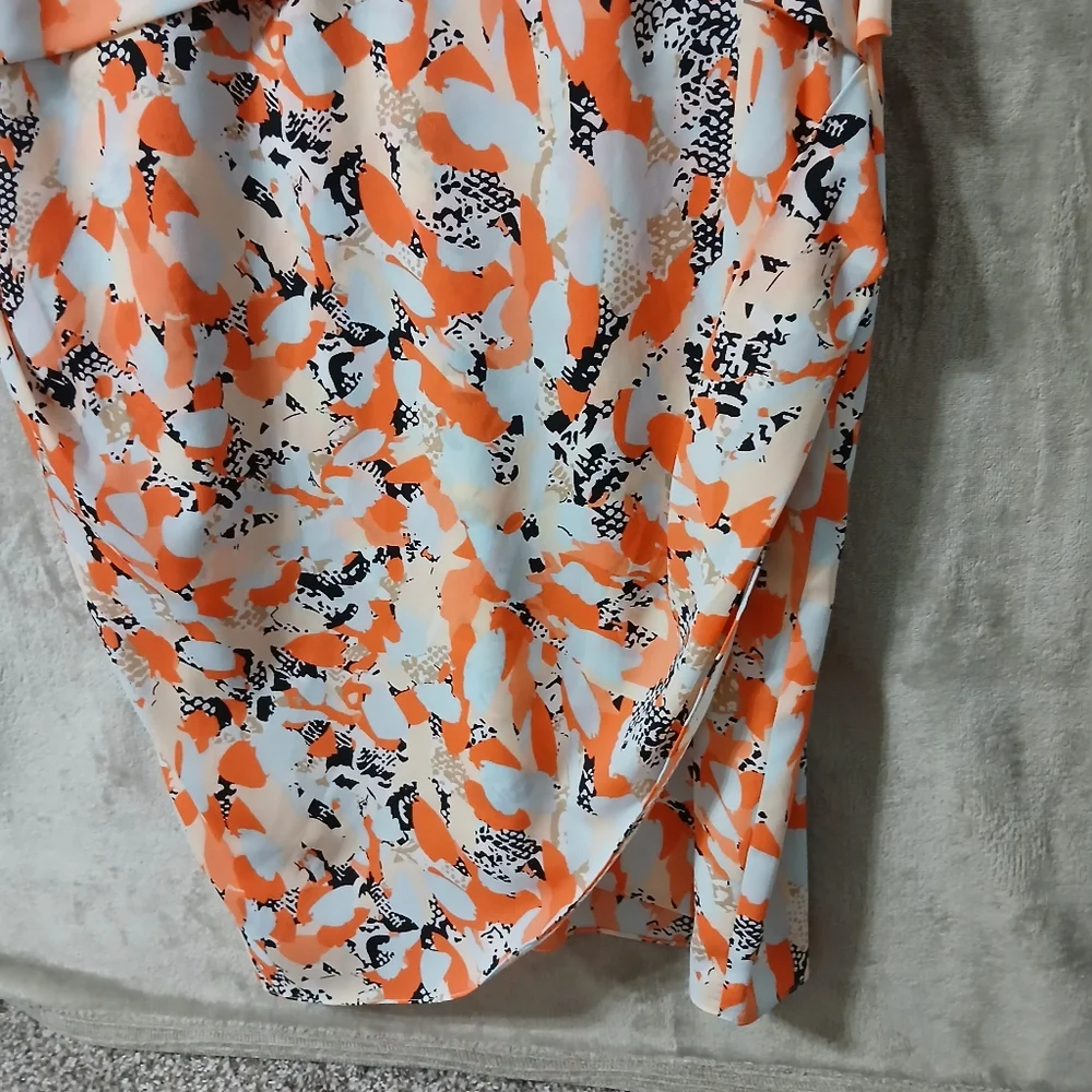 DKNYC Orange and Black Patterned Midi Dress Size 14 - Picture 10 of 16